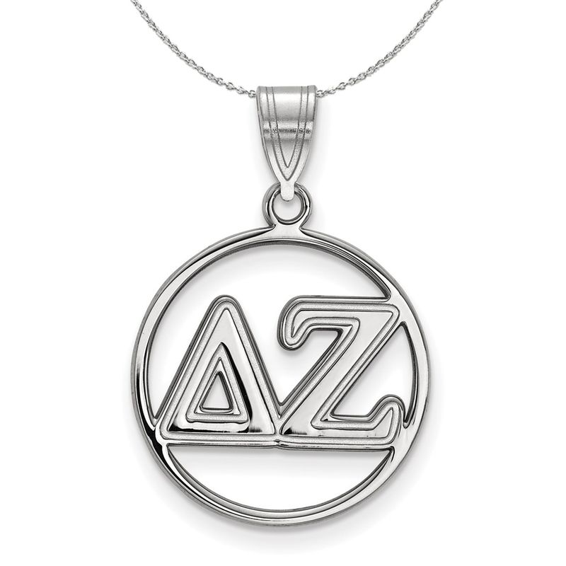 Sterling Silver Delta Zeta Medium Circle Greek Necklace - 18 Inch